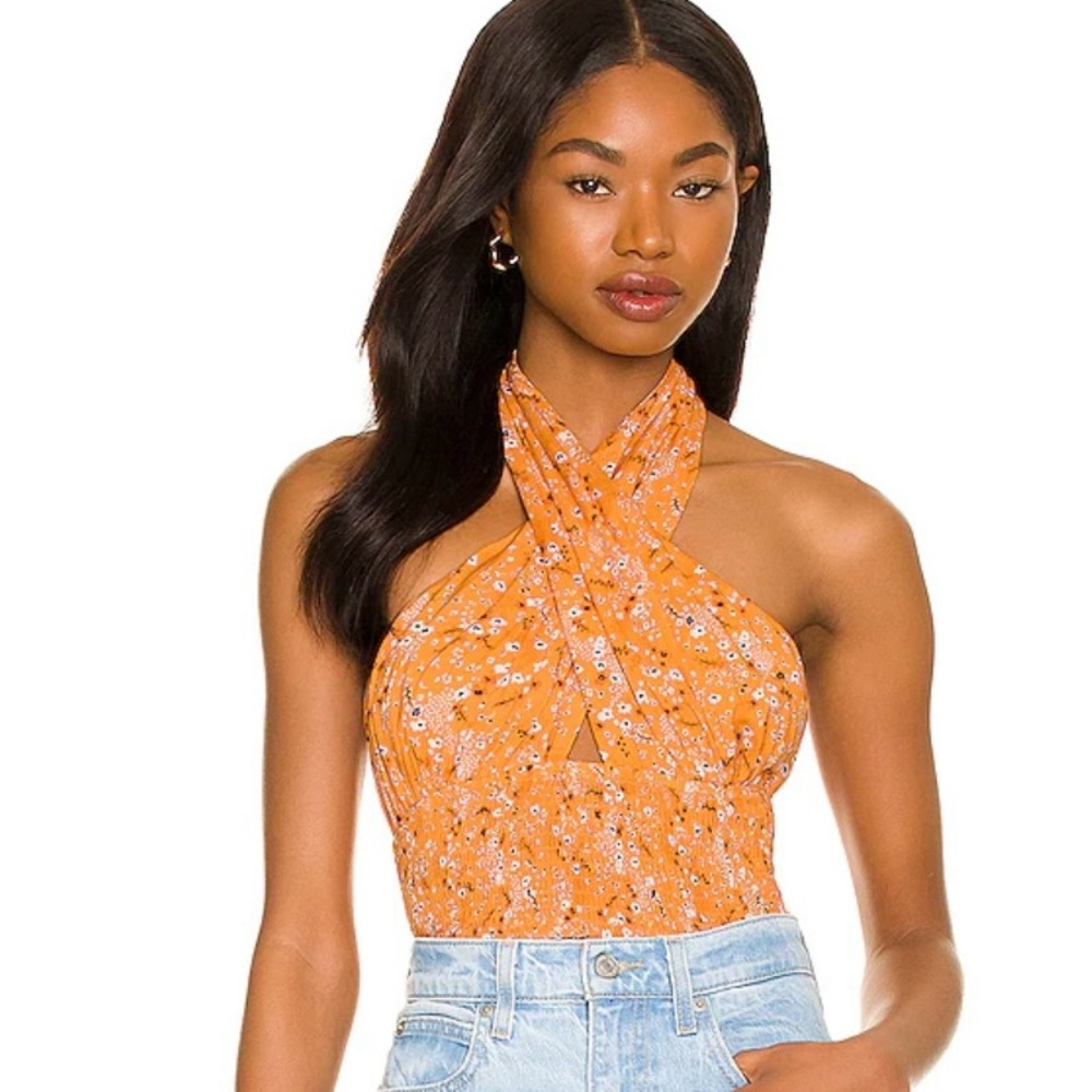 Christy Halter Top in Orange Multi
Line & Dot (New with Tags) Size M